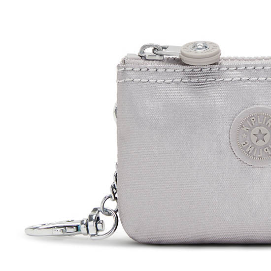 Kipling Creativity Mini Metallic Pouch Keychain Tassen Zilver | BE 2101EB